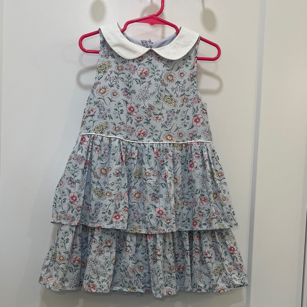 Janie and Jack Floral Sleeveless Dress with White Collar, Size 4